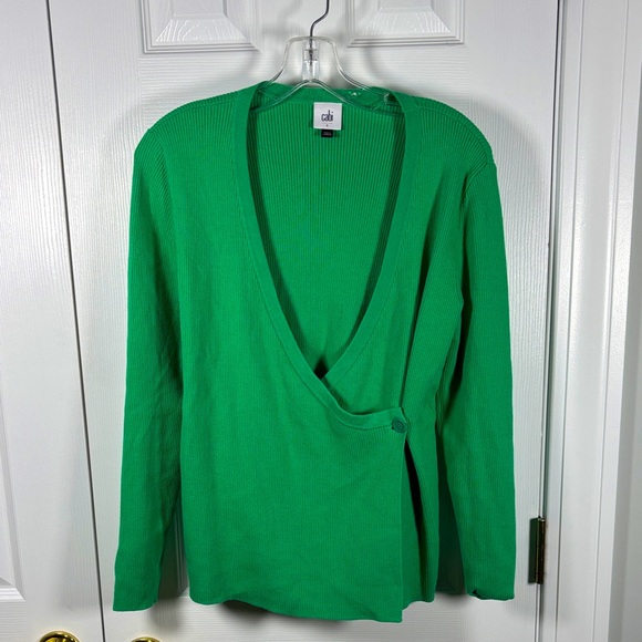 Cabi Ballet Wrap Sweater Cardigan V Neck Kelly Green Long Sleeve Small - Picture 1 of 7